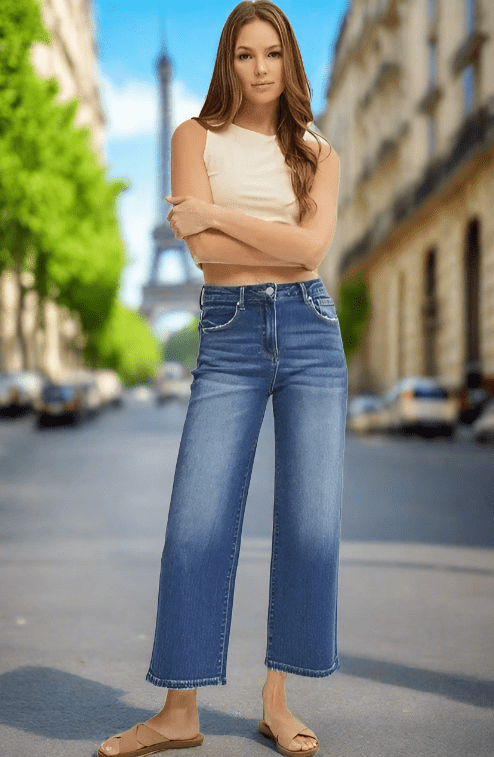 Risen High Rise Wide Crop Jeans