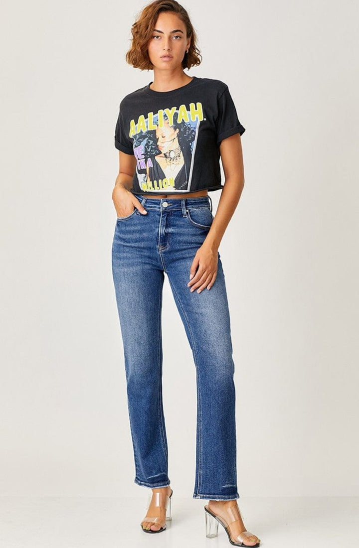 Risen Jeans Mid-Rise Slim Relaxed Straight Jeans