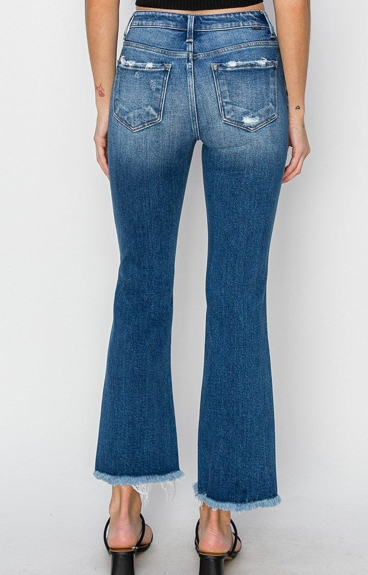 Risen Mid-Rise Ankle Bootcut Jeans