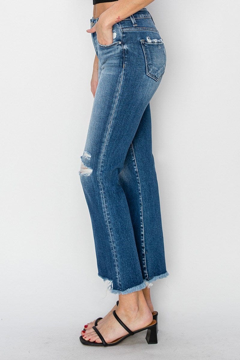 Risen Mid-Rise Ankle Bootcut Jeans