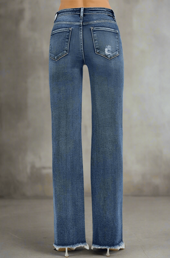 Risen Tummy Control High Rise Long Straight Leg Jeans