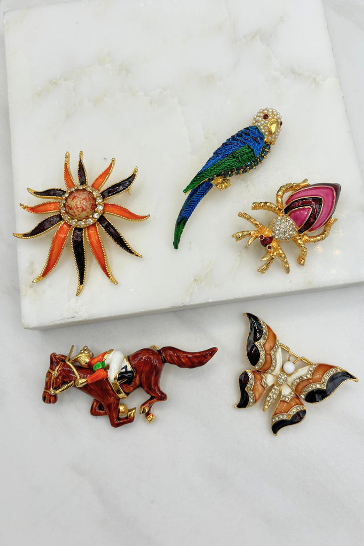 Robert Stross 1978 Vintage English Bejeweled Brooches