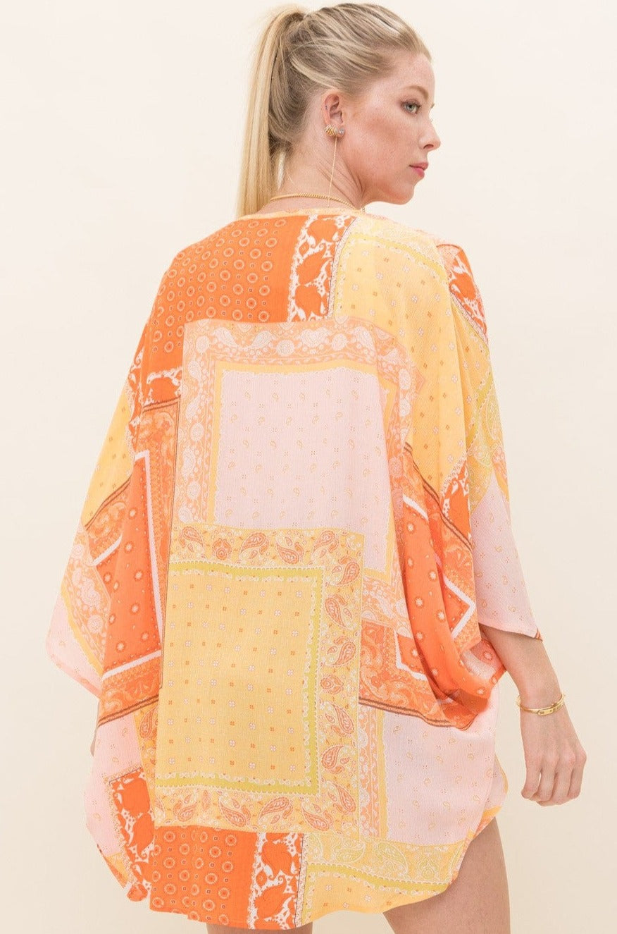 Scarf Print Light Weight Kimono