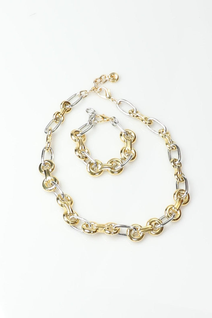 Silver Chain and Vintage Gold Connector Link Handmade Necklace