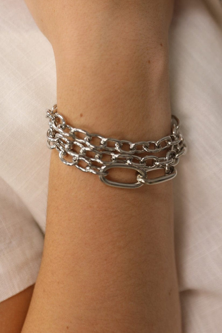 Silver Chain Bracelet with Three Extra Big Links