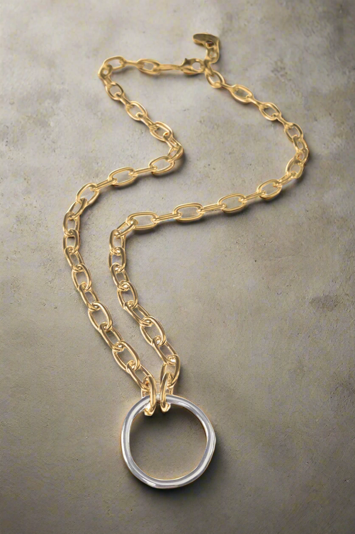 Silver Chain with Circle Pendant