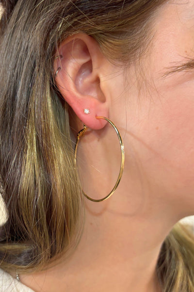 Simple Classic Large Round Hoop Earrings with Lever Back Closure