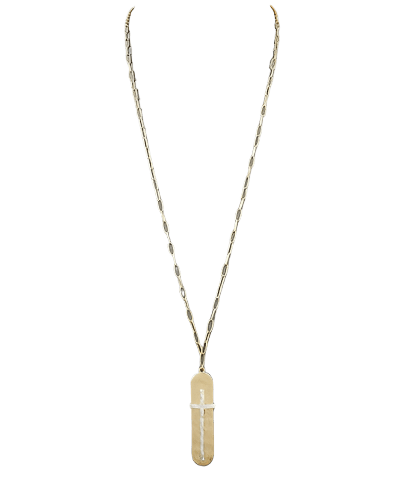 Simple Dual Tone Cross Pendant on Oval Chain Necklace