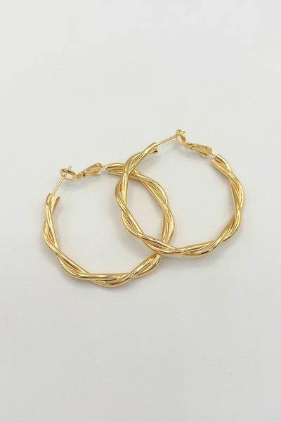 Simple Medium Size Twist Metal Clasp Hoops