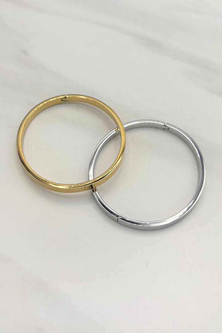 Simple Thin Stainless Steel Hinged Bangle Bracelet