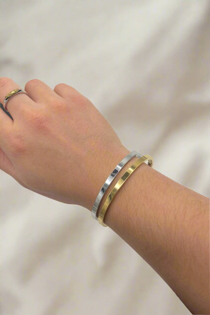 Simple Thin Stainless Steel Hinged Bangle Bracelet