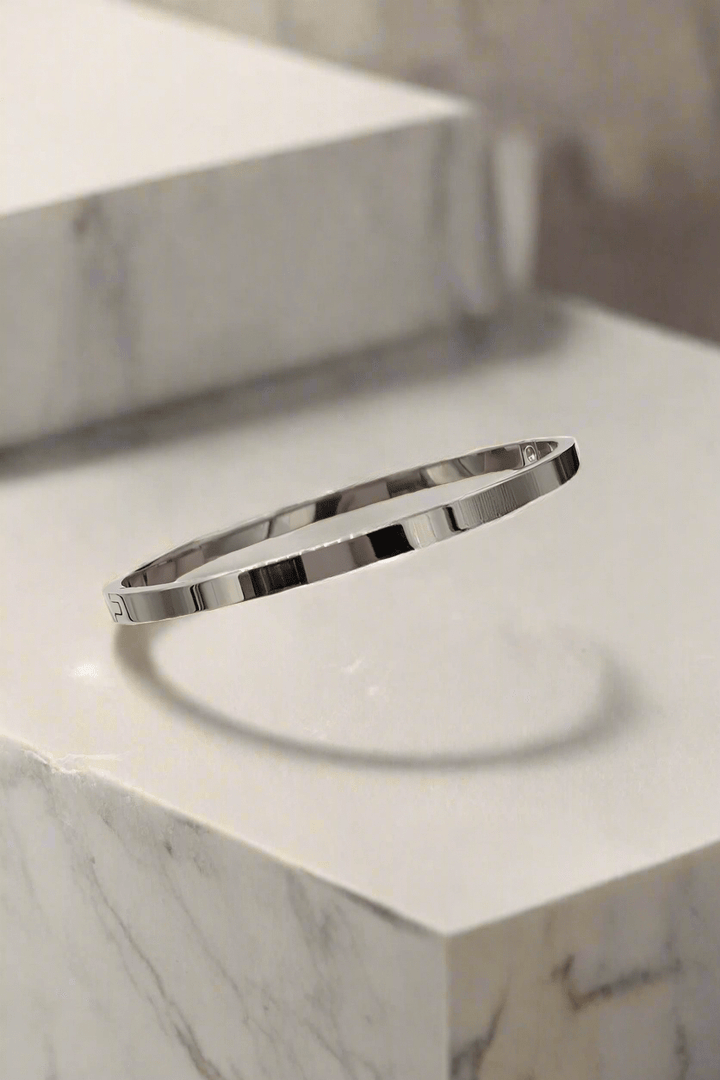 Simple Thin Stainless Steel Hinged Bangle Bracelet