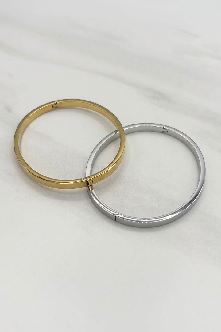 Simple Thin Stainless Steel Hinged Bangle Bracelet