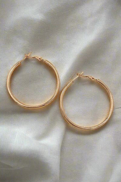 Simple Thin Tube Lever Back Medium Hoop Earrings