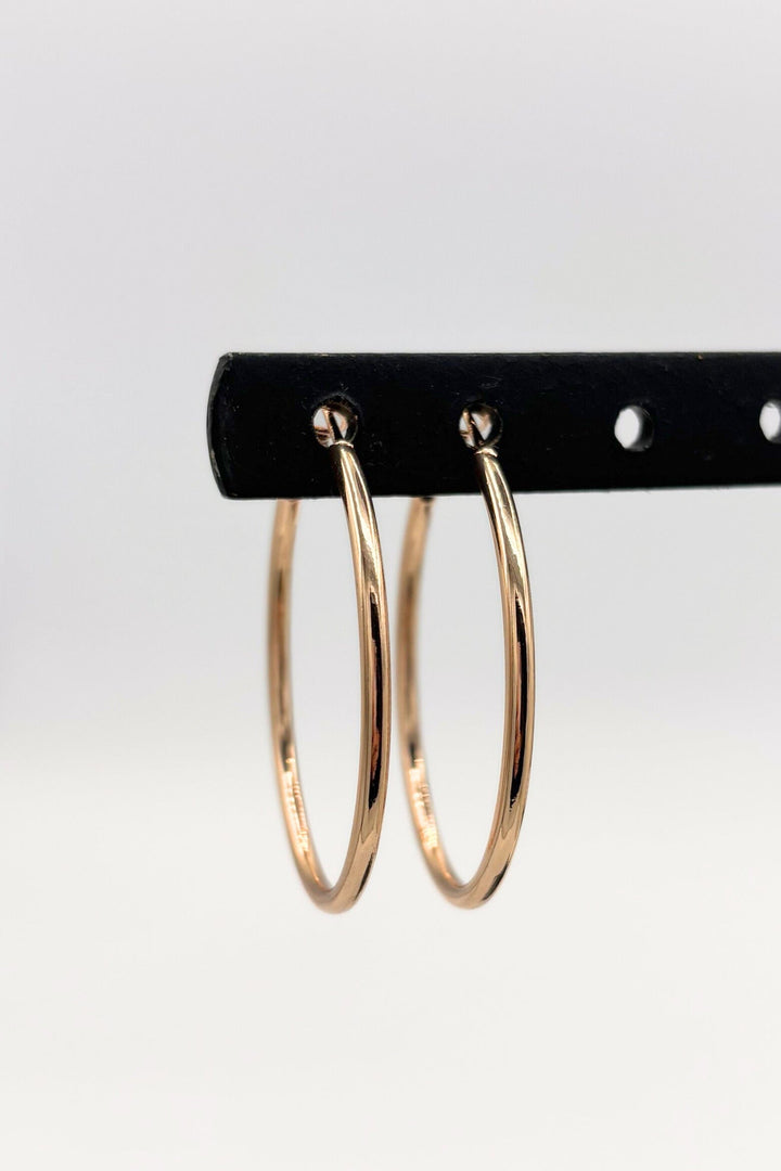 Simple Thin Tube Lever Back Medium Hoop Earrings