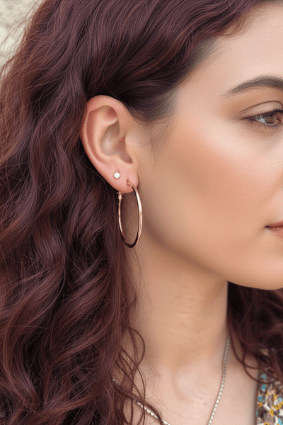 Simple Thin Tube Lever Back Medium Hoop Earrings