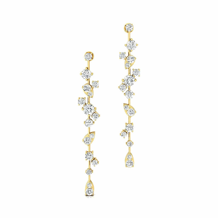 Single Line Hinged Drop Earrings with Multiple Set Crystals