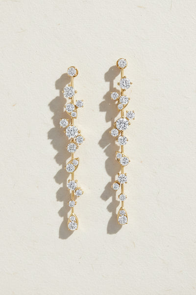 Single Line Hinged Drop Earrings with Multiple Set Crystals