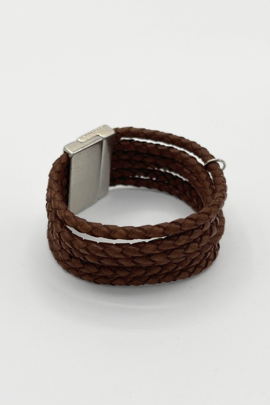 Six Strand Braided Leather Cuff Bracelet