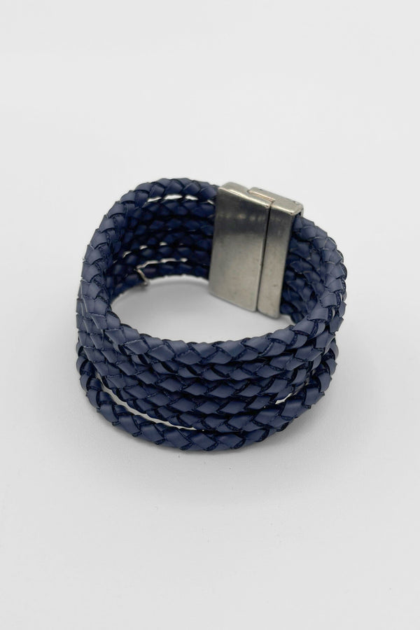 Six Strand Braided Leather Cuff Bracelet