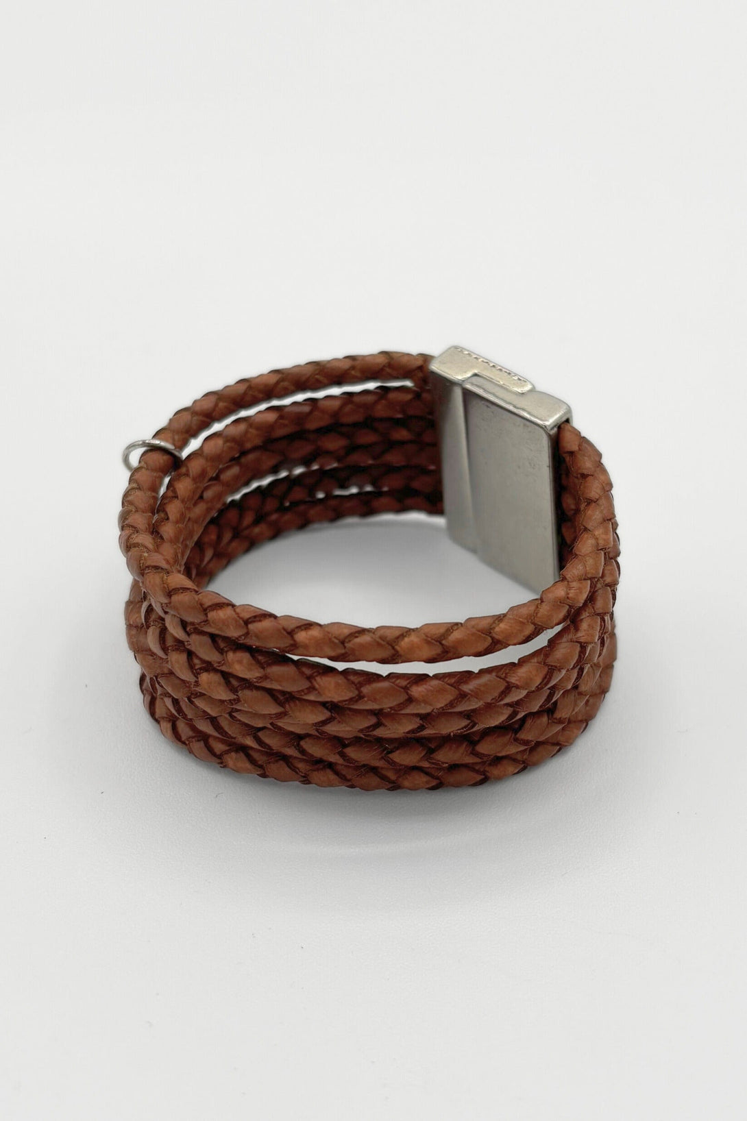 Six Strand Braided Leather Cuff Bracelet