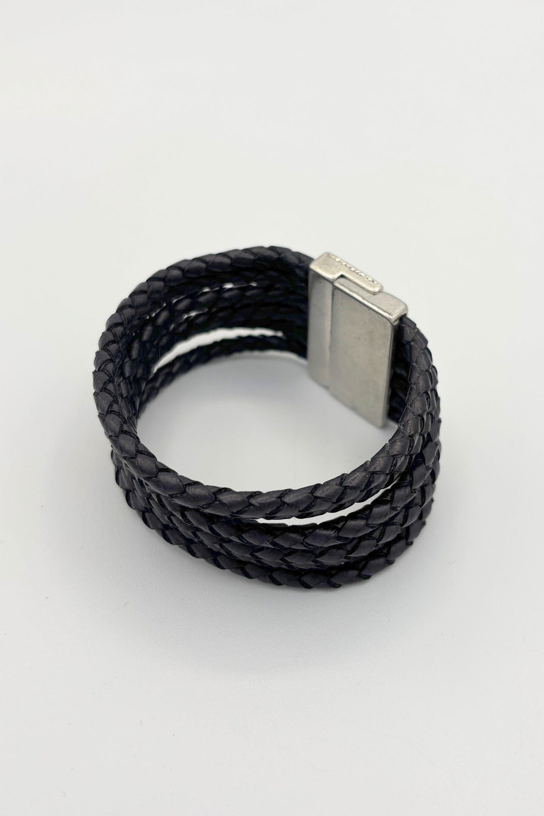 Six Strand Braided Leather Cuff Bracelet