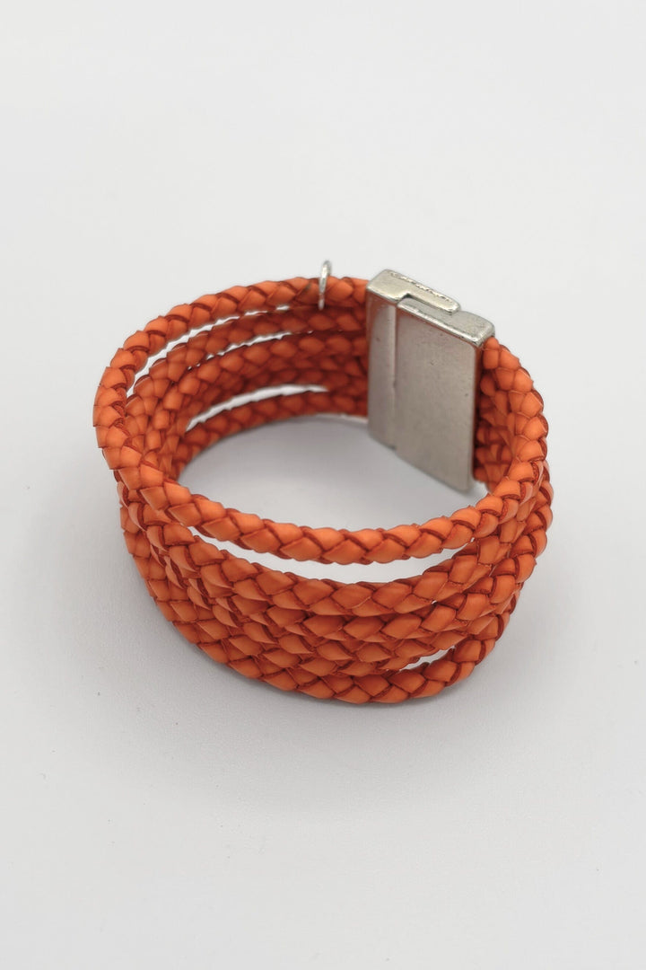 Six Strand Braided Leather Cuff Bracelet
