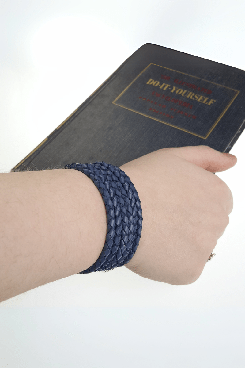 Six Strand Braided Leather Cuff Bracelet