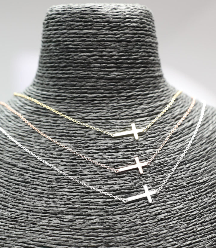 Small Cross Necklace on Dainty Chain