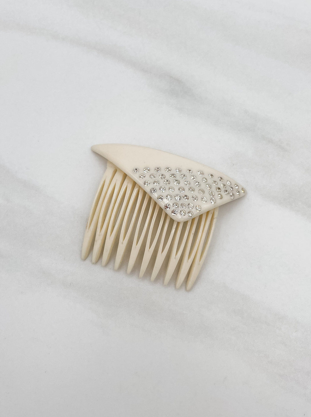 Small French Vintage Triangular Crystal Studded Hair Comb
