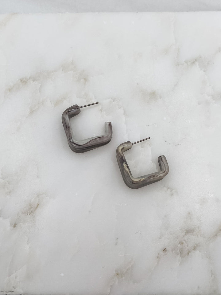 Small Matte Resin Square Hoop Earrings