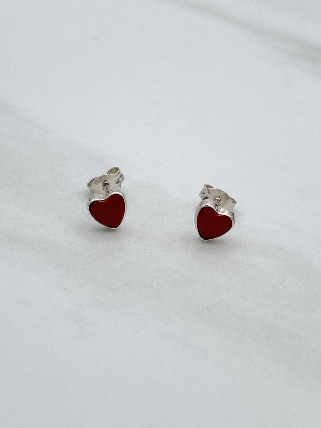 Small Sterling Silver Heart Stud Earrings