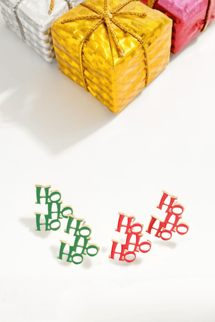 Soft Enamel HoHoHo Stud Earrings
