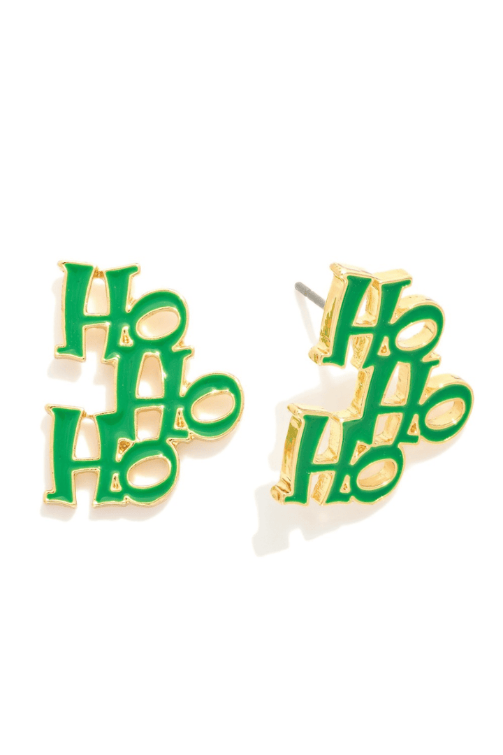 Soft Enamel HoHoHo Stud Earrings