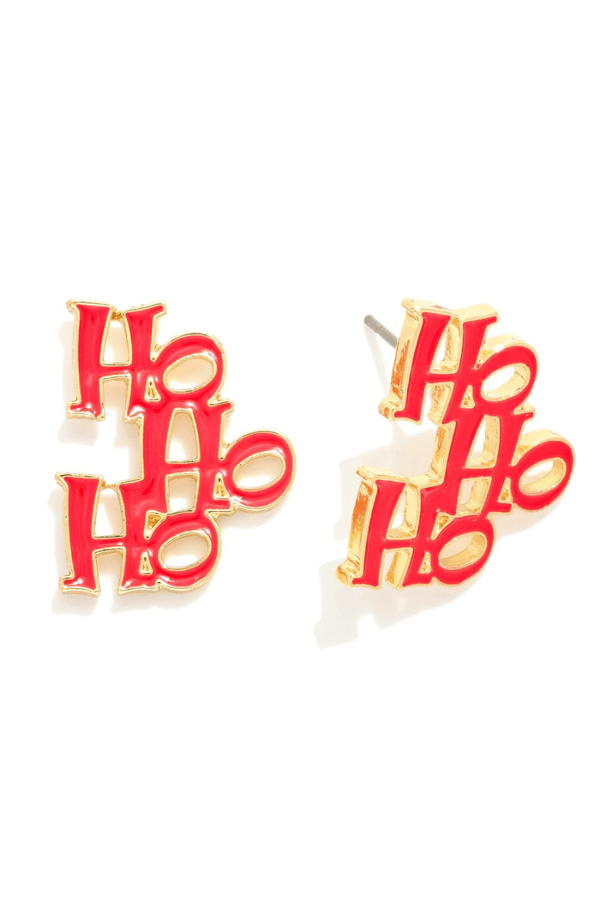 Soft Enamel HoHoHo Stud Earrings