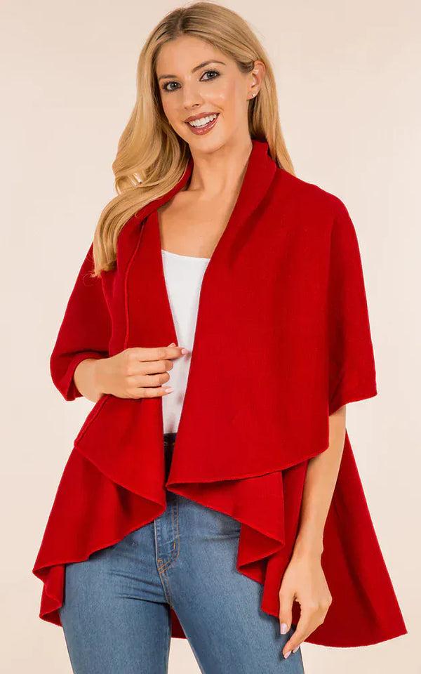 Solid Color High Low Hem Shawl Vest
