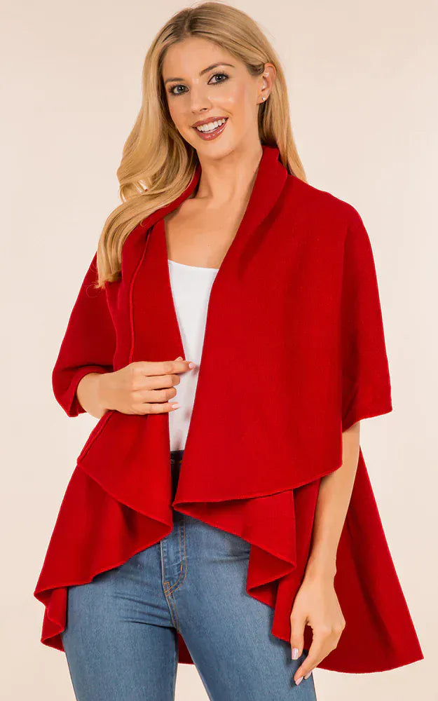 Solid Color High Low Hem Shawl Vest