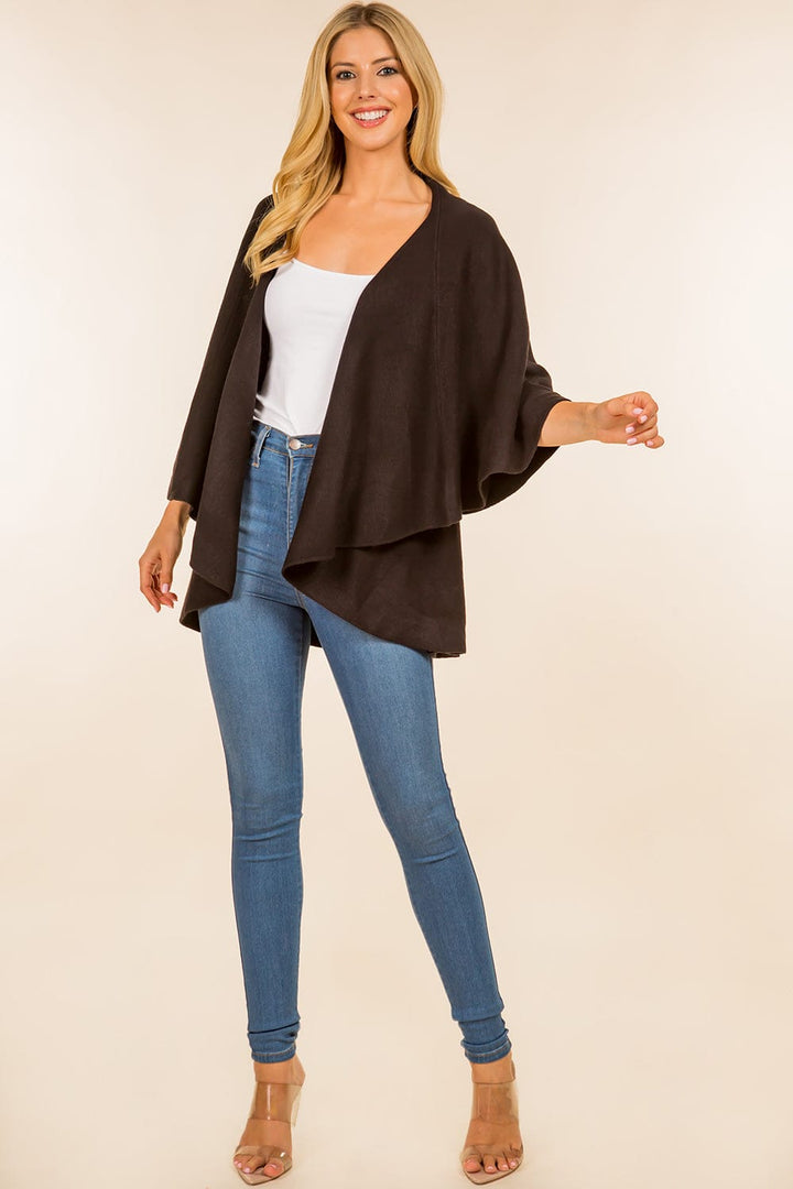 Solid Color High Low Hem Shawl Vest