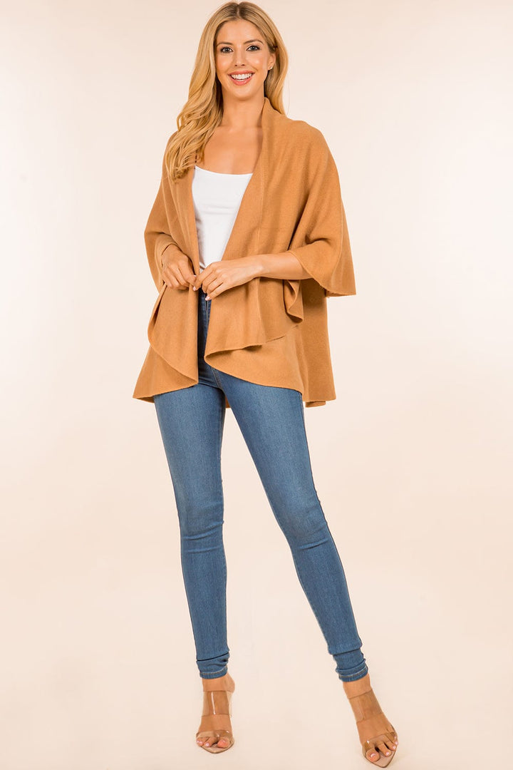 Solid Color High Low Hem Shawl Vest