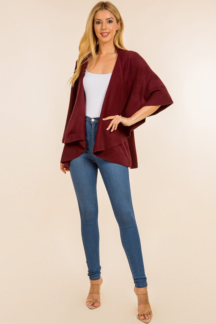 Solid Color High Low Hem Shawl Vest