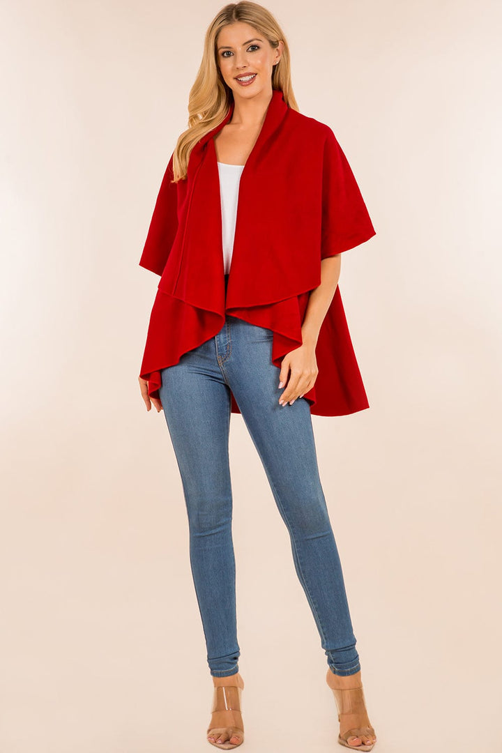 Solid Color High Low Hem Shawl Vest