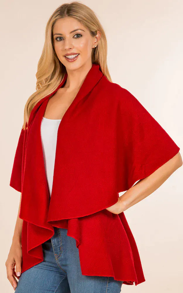Solid Color High Low Hem Shawl Vest