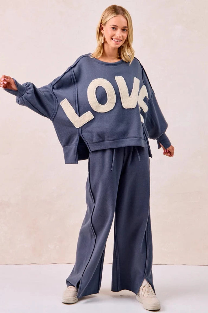 Solid French Terry Drawstring Sweatpants with Raw Edge Details