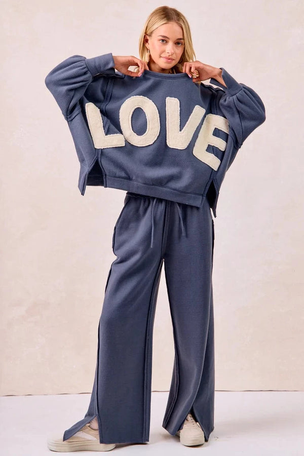 Solid French Terry Drawstring Sweatpants with Raw Edge Details