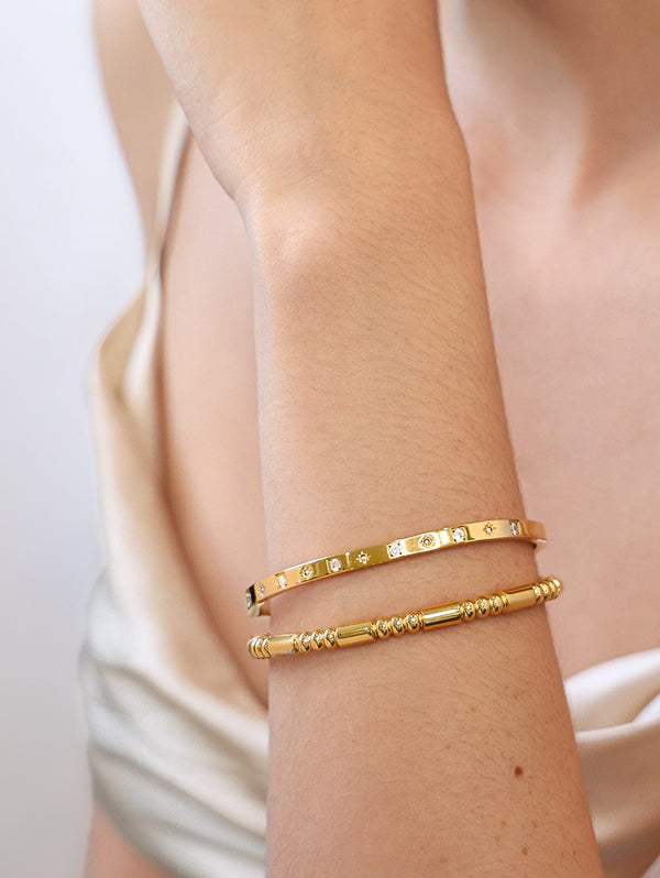 Sparkle and Gleam Thin Hinged Cuff Bracelet