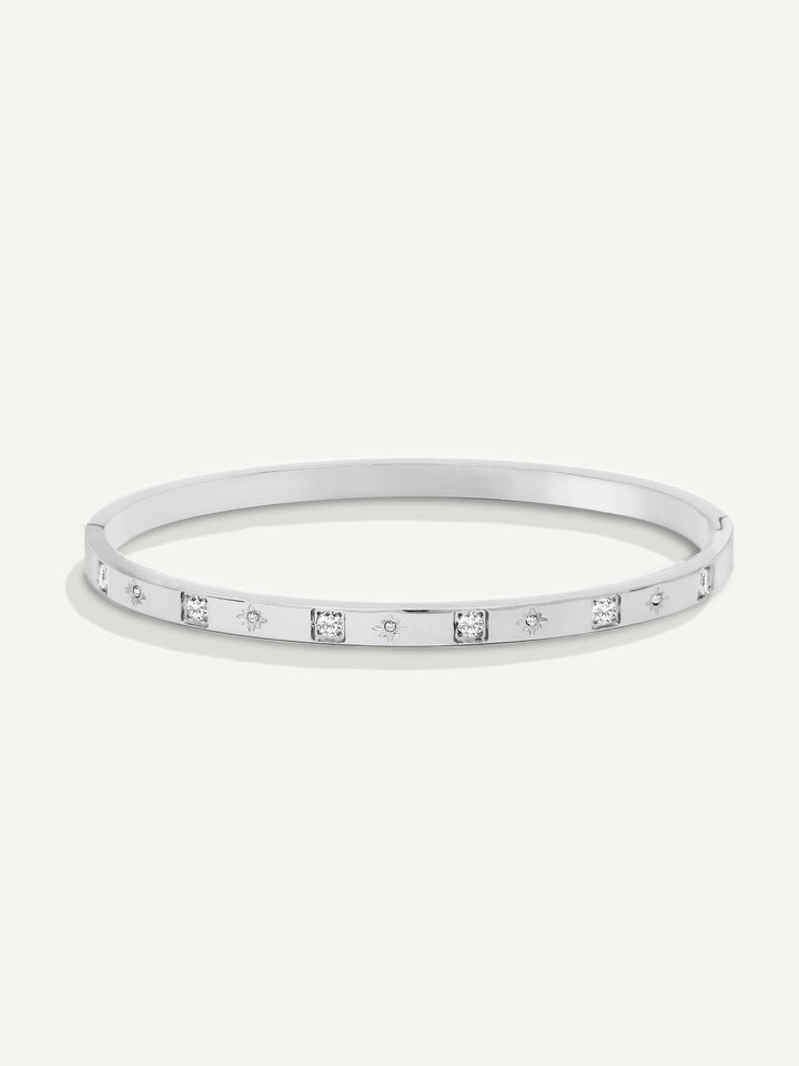 Sparkle and Gleam Thin Hinged Cuff Bracelet