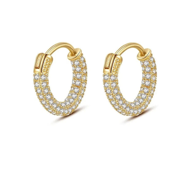Sparkly CZ Huggie Gold Plated Earrings