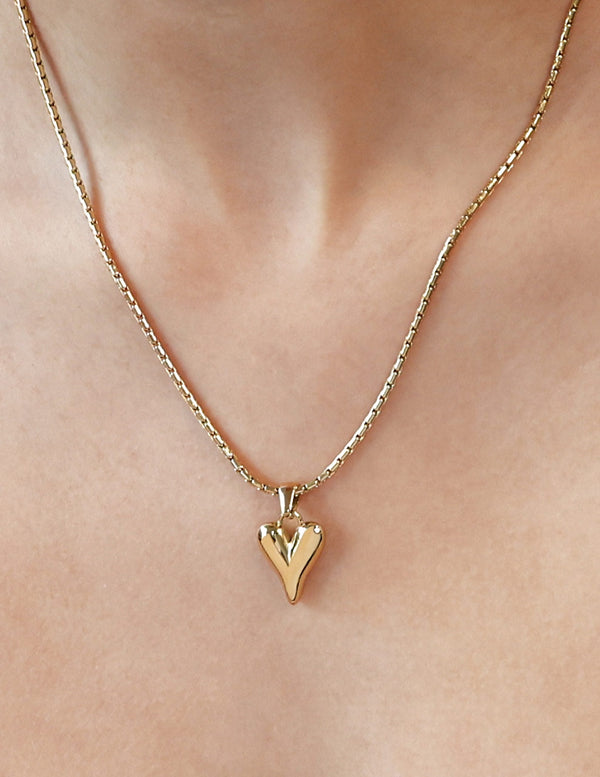 Stainless Steel Box Chain Bubble Heart Necklace