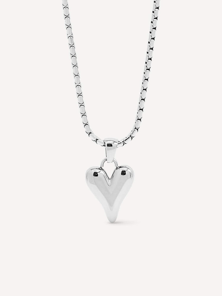 Stainless Steel Box Chain Bubble Heart Necklace
