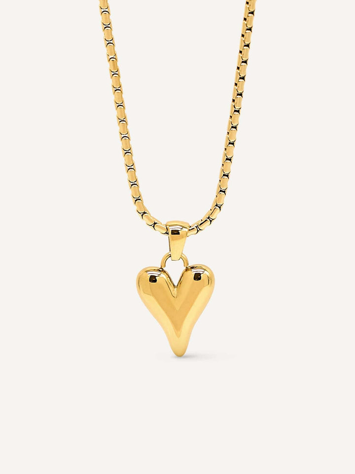 Stainless Steel Box Chain Bubble Heart Necklace